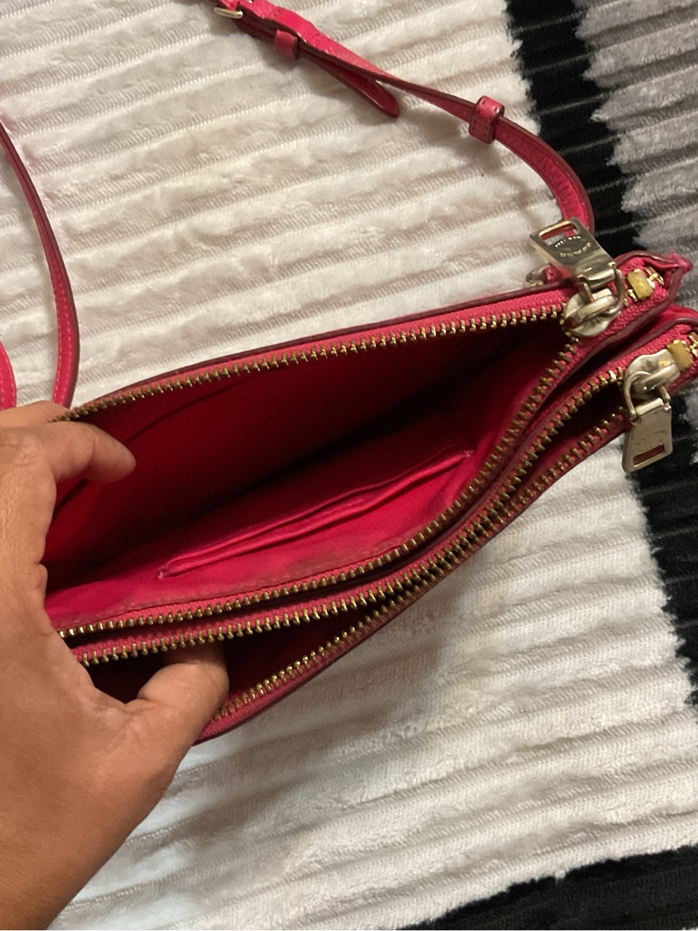 Coach Pink Leather CrossBody Doouble Zipper Bag - Picture 5 of 7